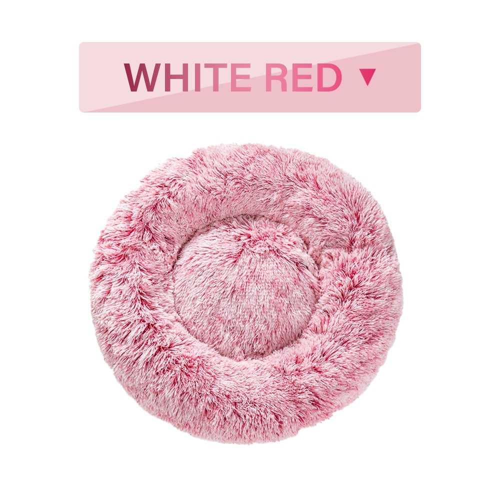 Fluffy Donut Dog Bed Warm Soft Long Plush Pet Cushion Dog House Cat Bed Washable Pet Sofa Mat Calming Samll Large Dog Beds - Majestic Pet Kingdom