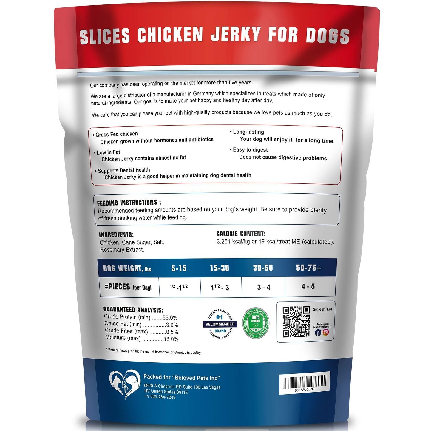 Chicken Jerky Dog Treats - Human-Grade & Grain-Free 1.5lb