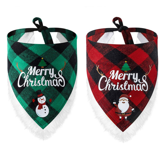 Dog Bandana Christmas Holiday Lace Trimmed Triangle Scarf