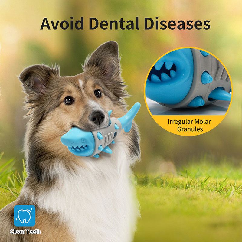 Dog Chew Toy Shark Teeth Texture Rubber Dental Treat Dispenser - Detail Angle 5 | Majestic Pet Kingdom