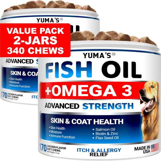 Dog Fish Oil Omega 3 Liquid Skin Coat Itch Relief 2-Pack Set