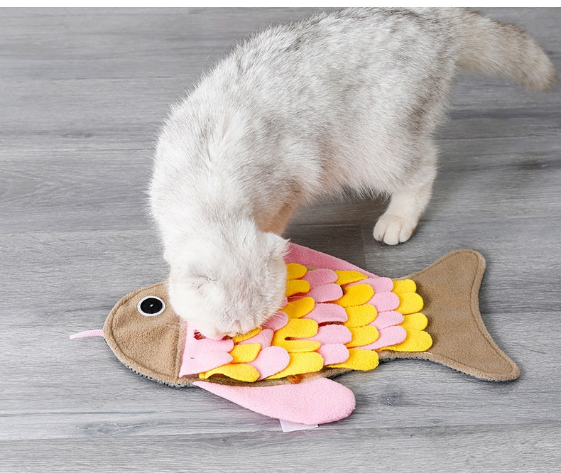 Fish-shaped Smell Blanket Training Cat Toy Food Bowl Toy - Majestic Pet Kingdom
