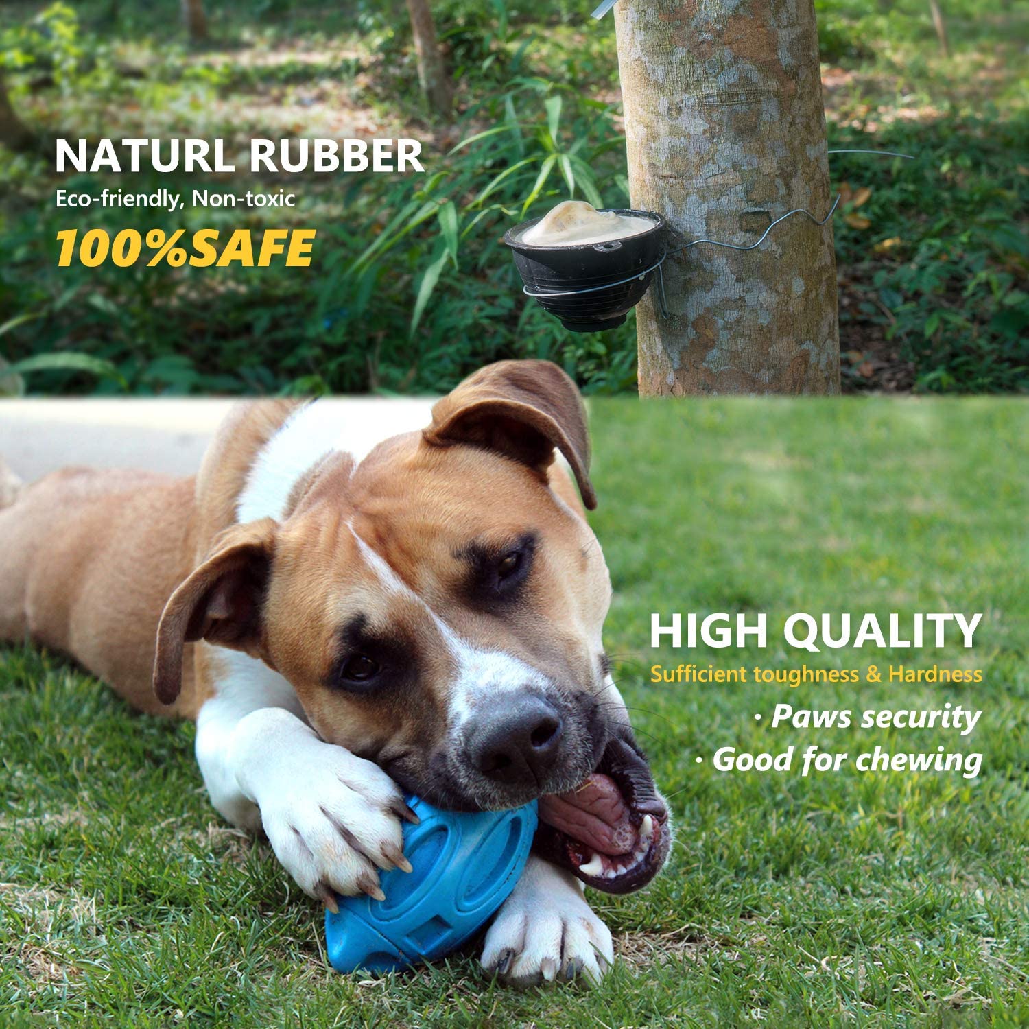 Durable Squeaky Rubber Rugby Dog Toy Ball