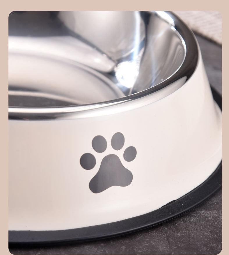 Printed Non-slip Bowl Cat Stainless Steel Food Basin Rice Bowl