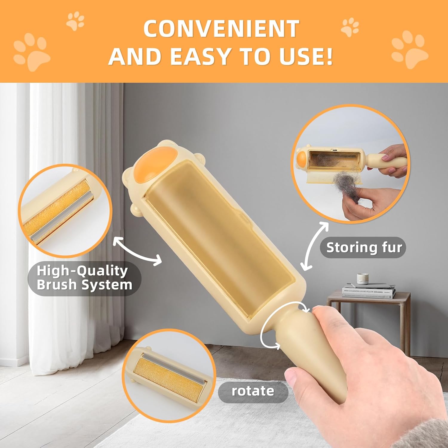 Pet Hair Remover Dog Cat Fur Remover With Self Cleaning Base Efficient Animal Hair Removal Tool Perfect For Furniture Couch Carpet  Car Seat