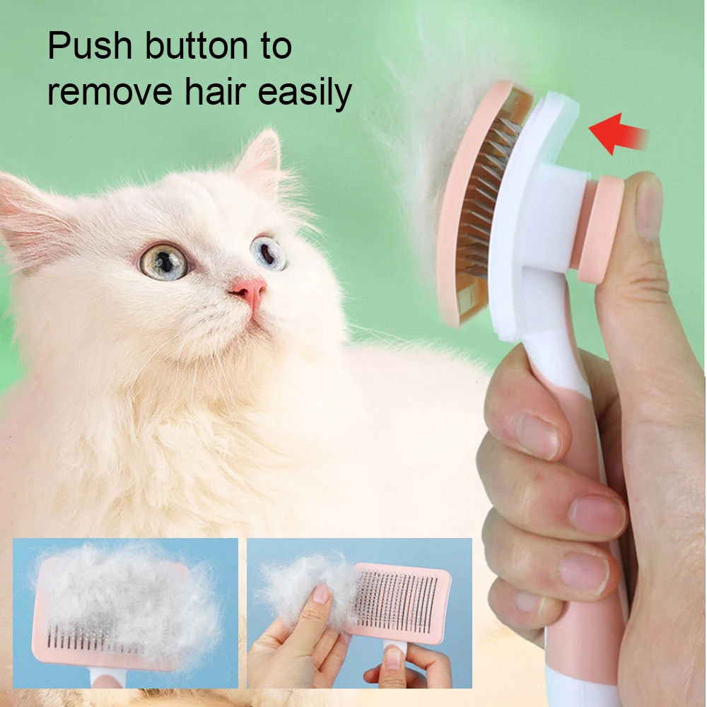 One-Click Self-Cleaning Slicker Grooming Brush