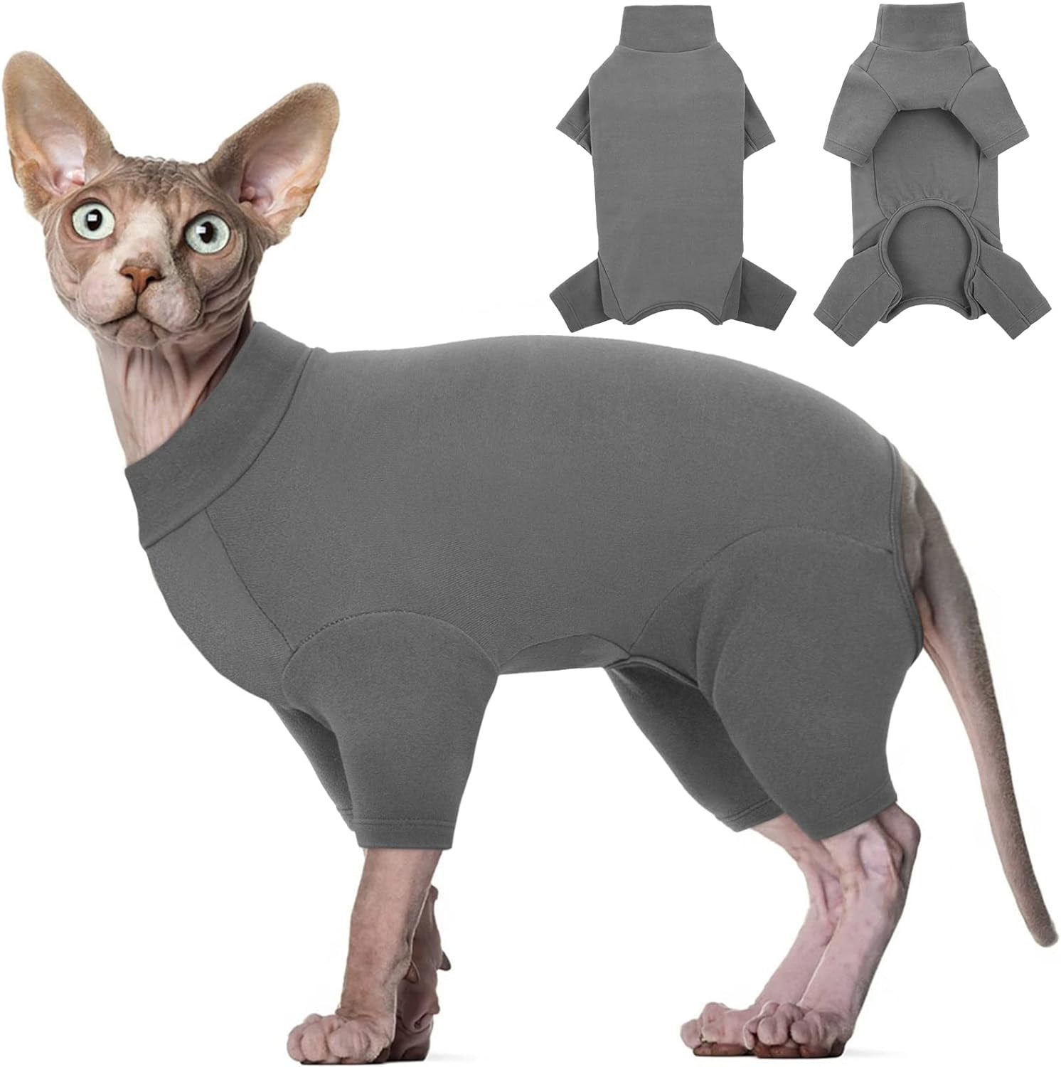Sphynx Cats Sweater Turtleneck Hairless Cat Shirt Soft And Warm Kitten Clothes With Sleeves Pullover Pet Winter Pajamas Jumpsuit For Cat Puppy - Majestic Pet Kingdom