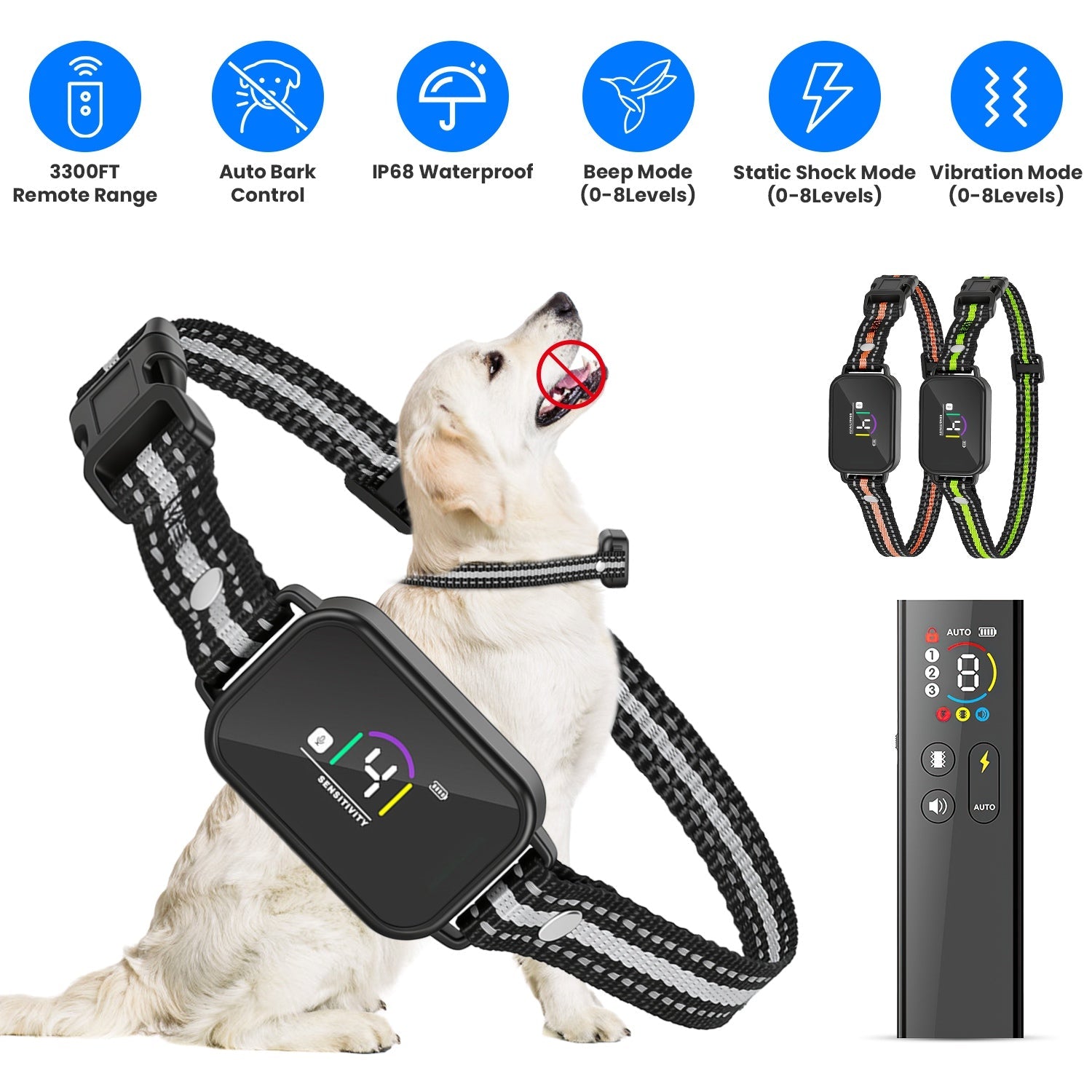 Dog Training Collar with Remote and Bark Control for Small Dogs
