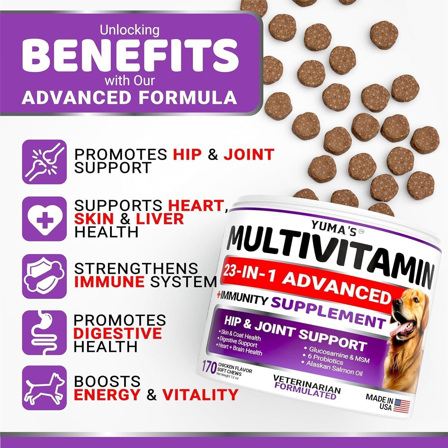 Dog Multivitamin Chews Daily Health Supplement Treats 2-Pack - Detail Angle 2 | Majestic Pet Kingdom