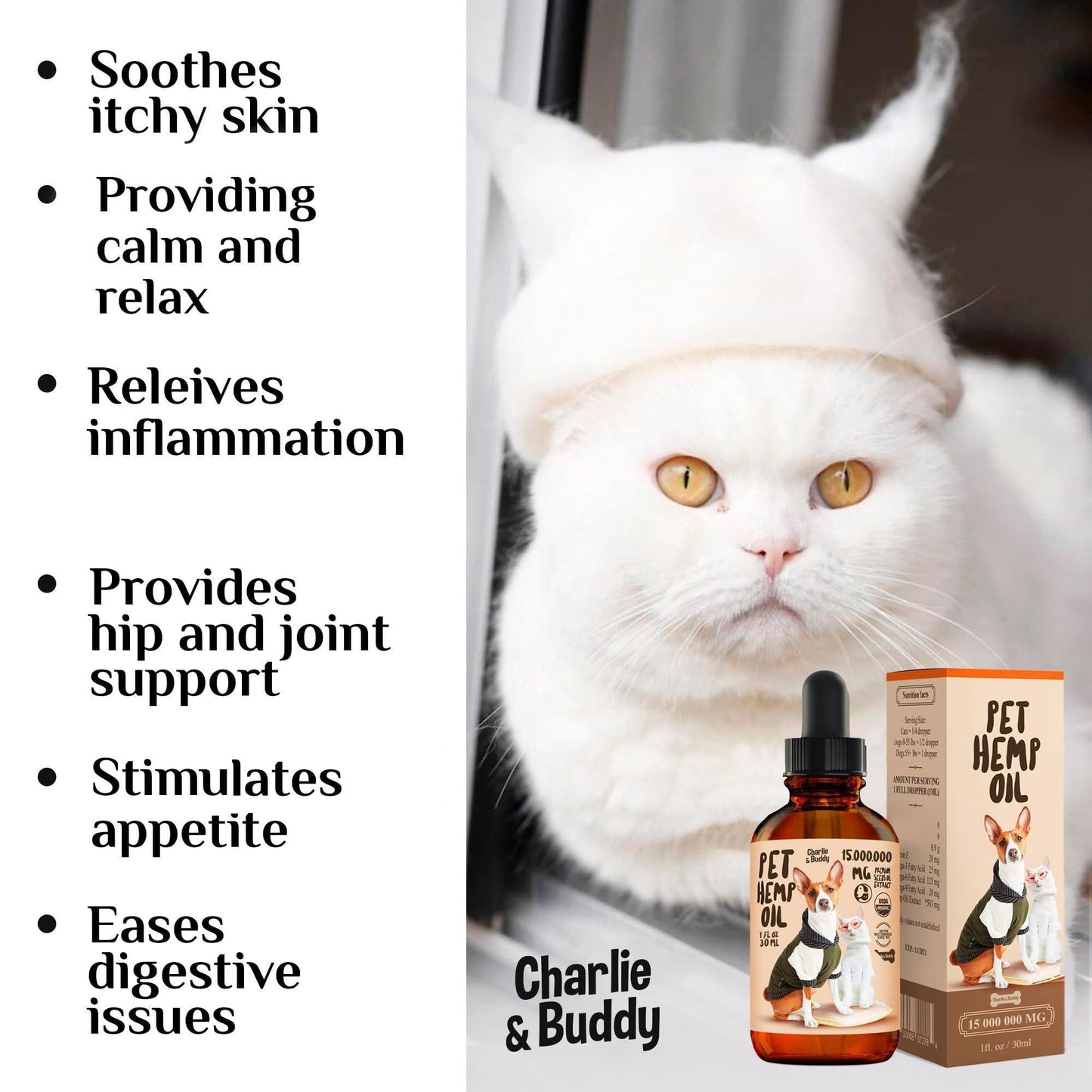 Hemp Oil for Dogs & Cats - Hip, Joint & Skin Support 2oz