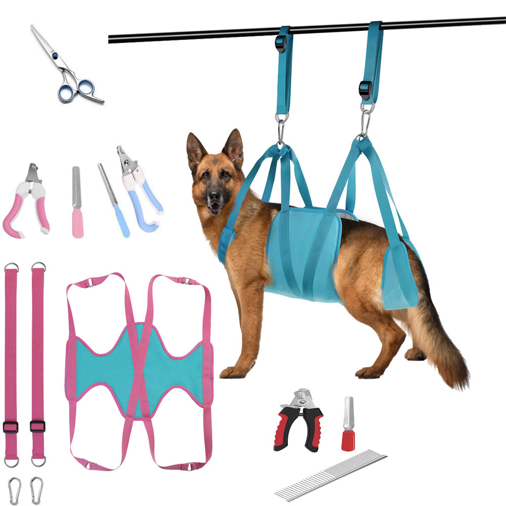 Pet Grooming Hammock For Cats & Dogs Hanging Harness Pet Supplies Kit With Nail Clippers Trimmer - Majestic Pet Kingdom