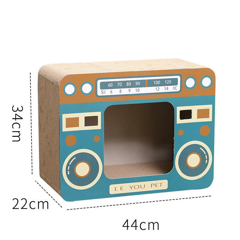 Cat Litter Box Enclosed TV Design House with Scratch Board