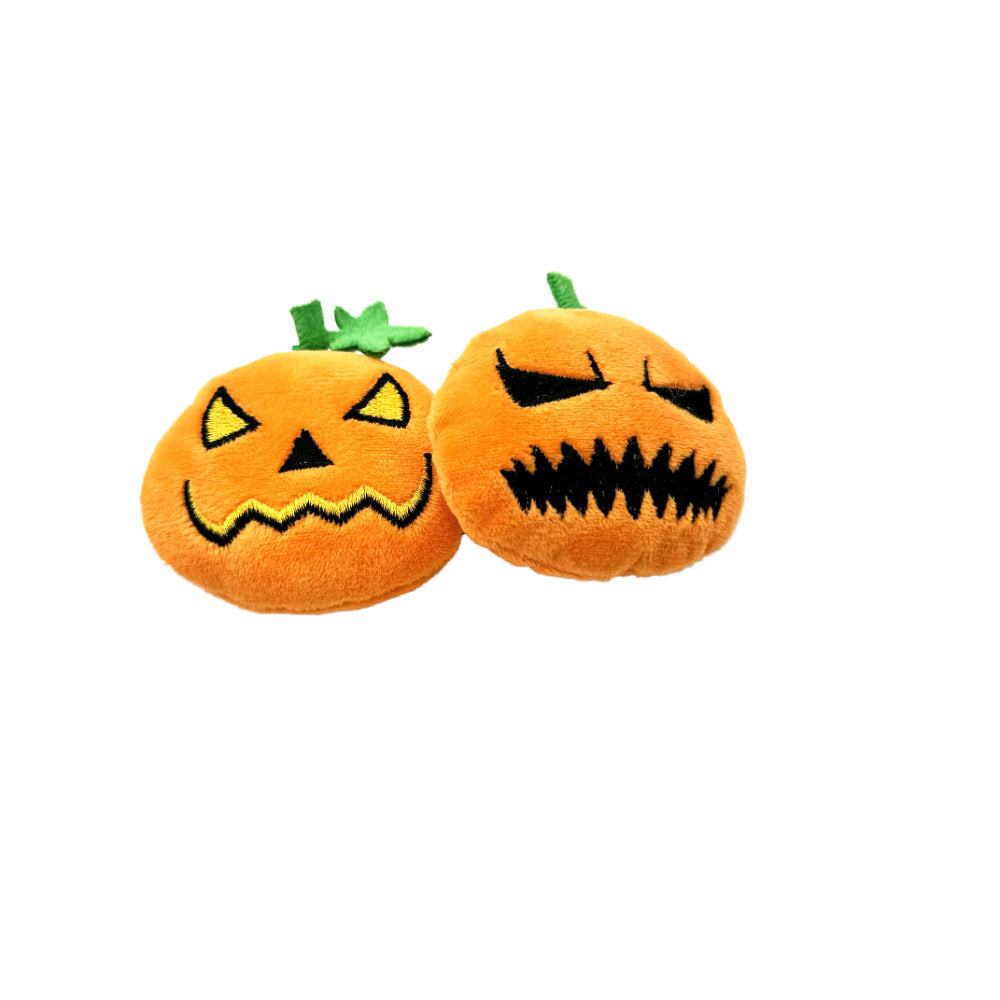 Pumpkin Ghost Face Shape Halloween Cat Toy Bite-resistant Molar Relieving Stuffy Pet