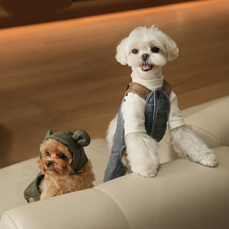 Pet Puppy Jumpsuit With Straps Cotton Padded Coat - Majestic Pet Kingdom