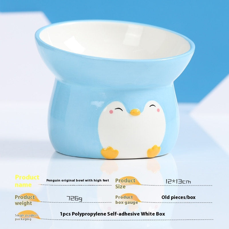 Pet Ceramic Cat Food Basin Protection Cervical Spine Oblique Mouth Tall Bowl Easy To Clean Pet Supplies - Majestic Pet Kingdom