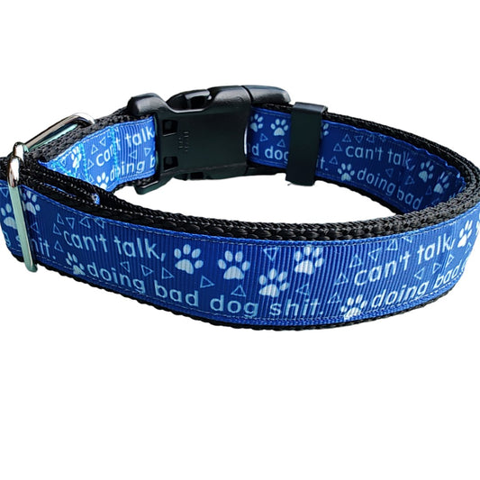 Dog Collar Bad Dog Shit Black Funny Sarcastic Typography Nylon