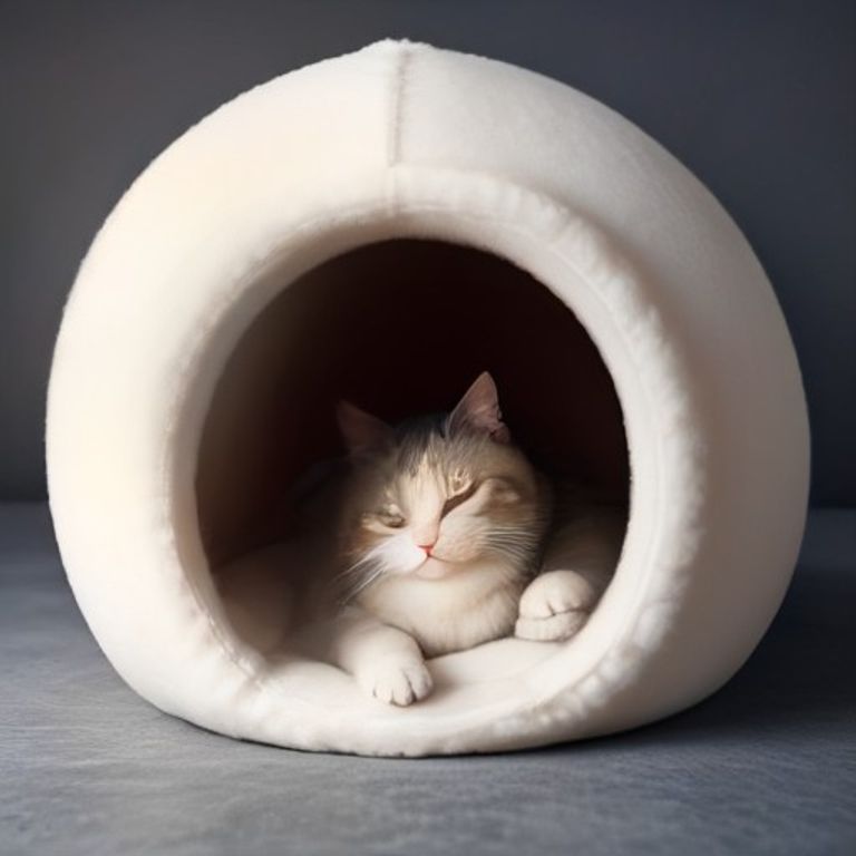 Cat Bed Semi-Enclosed Soft Plush Igloo Sleeping Cave Nest Mat - View 2