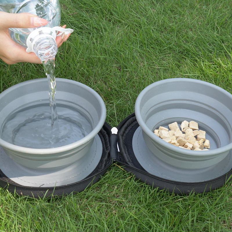 Dog Bowls Foldable Silicone Outdoor Travel Food and Water Set - Detail Angle 3 | Majestic Pet Kingdom