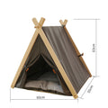 Cat Tent Bed Washable Striped Canvas Wood Frame Canvas - Majestic Pet Kingdom