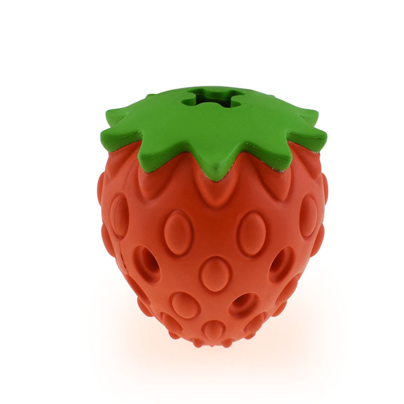 Chew-Resistant Strawberry Food Dispenser Toy