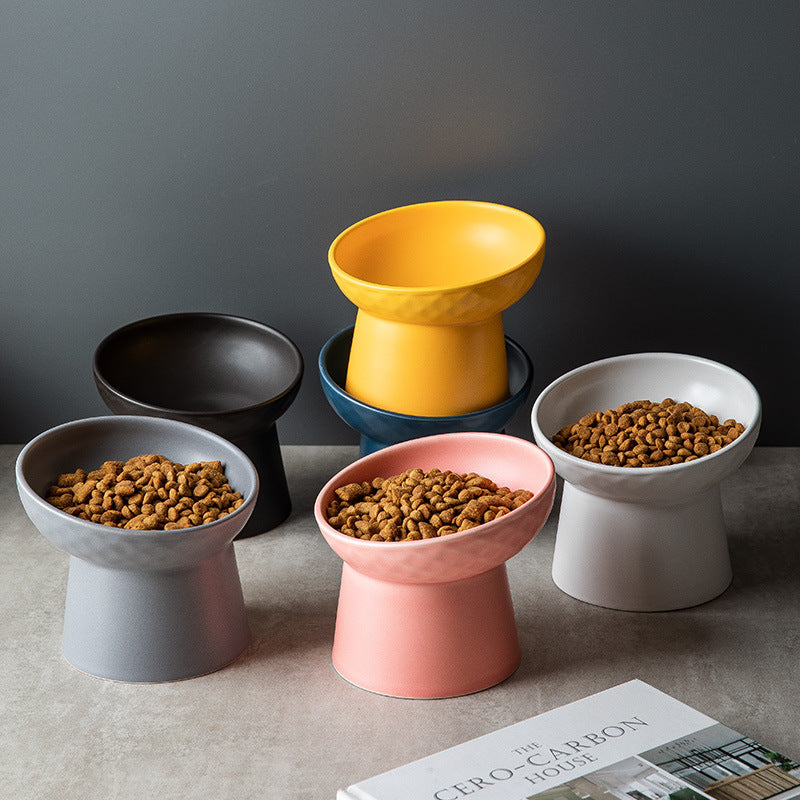 Oblique Mouth High Foot Candy Color Cat Bowl - Majestic Pet Kingdom