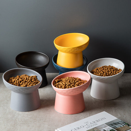 Oblique Mouth High Foot Candy Color Cat Bowl - Majestic Pet Kingdom