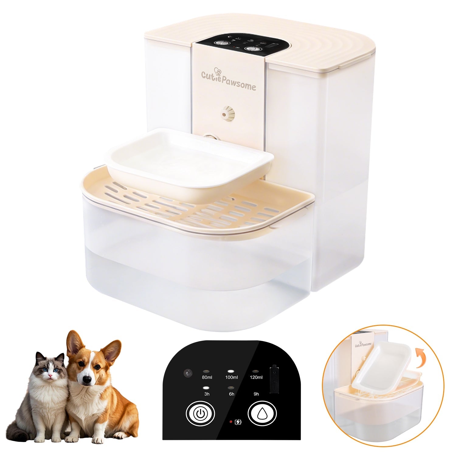 Smart Pet Water Fountain Automatic Cat Water Dispenser 4.5L Cordless Rechargeable Dog Water Fountain Self-Refill with 3 Adjustable Volume 3 Time Inter - Majestic Pet Kingdom