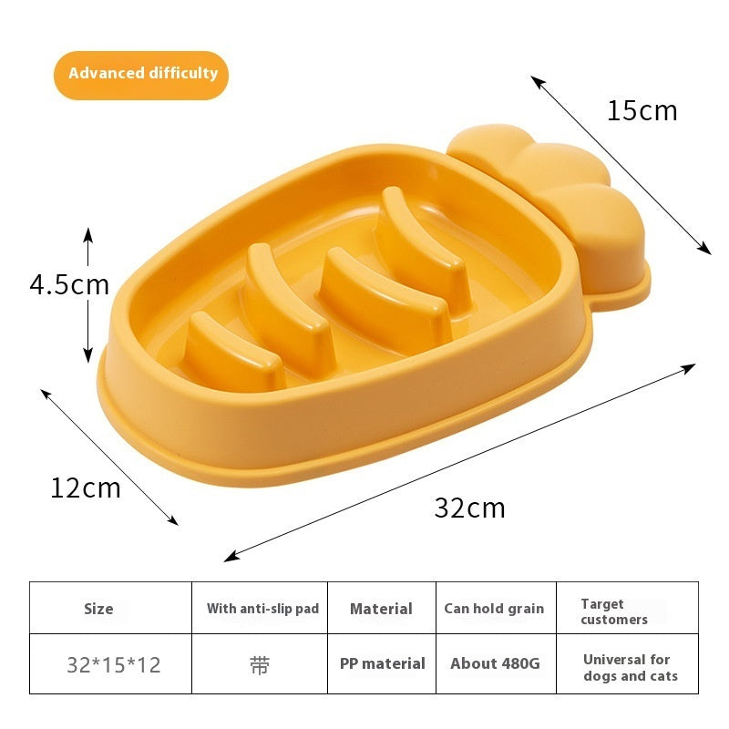 Dog Bowl Slow Feeder Carrot Radish Shape Anti-Tumble Dish - Detail Angle 5 | Majestic Pet Kingdom