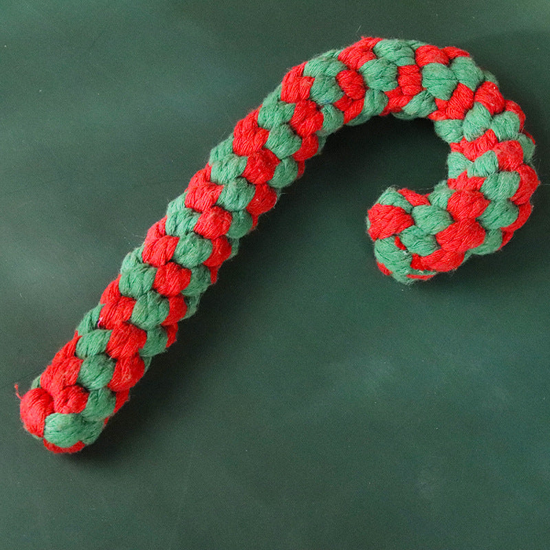 Christmas Pet Cotton Rope Cane Toy Set Bite-resistant Molar Interactive Dog Toy Teeth Clean Festive Toy For Small Medium Dogs - Majestic Pet Kingdom