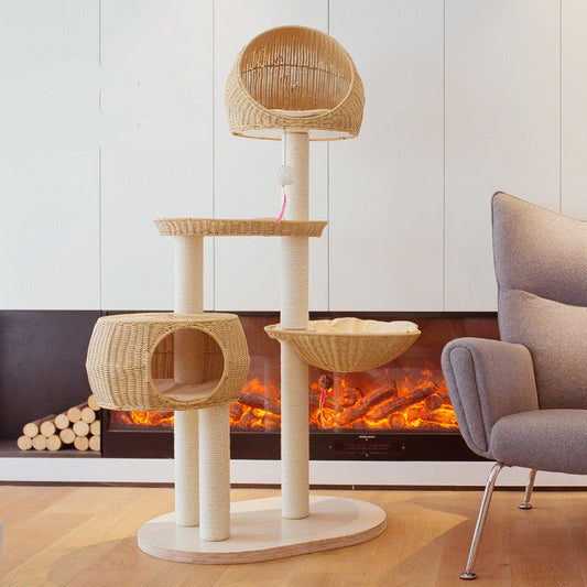 Cat Tree Solid Wood Integrated Multi-Layer Climbing Tower Bed