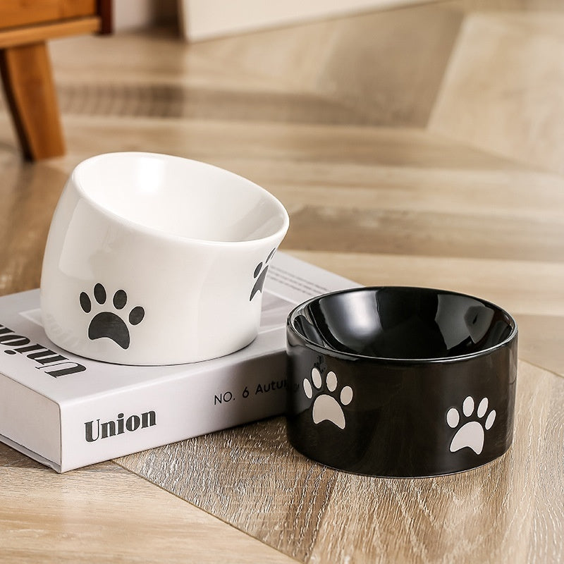 Drinking Water Neck Protection Pet Ceramic Oblique Mouth High Foot Food Basin - Majestic Pet Kingdom