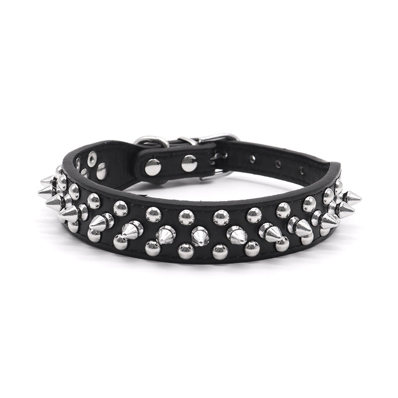 Small Spiked Black Dog Cat Collar For Small Medium Dogs Boy Male - Adjustable Studded Puppy Collars - Soft Padded Punk Leather Dog Collar For Chihuahua French Bulldog Pug - Majestic Pet Kingdom