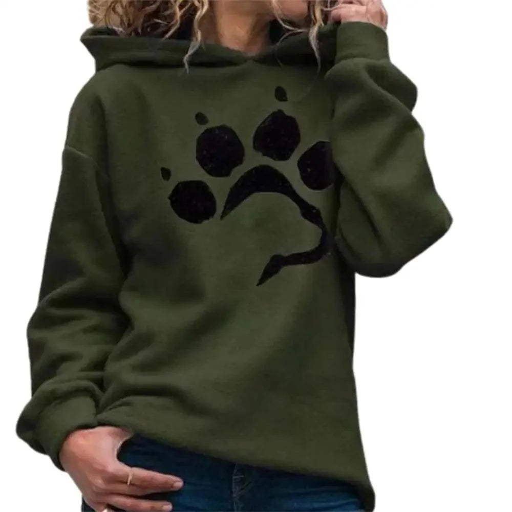 Cool Casual Sweatshirts Autumn Winter Crop Hoodie Women's Foot Print | Majestic Pet Kingdom™