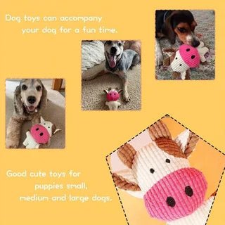 Corduroy Cow Plush Squeaky Dog Chew Toy