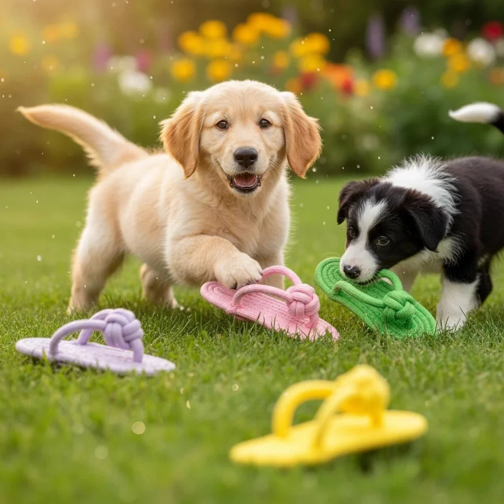 Cotton Slipper Rope Dog Chew Toy for Teeth Cleaning Interactive Pet | Majestic Pet Kingdom™