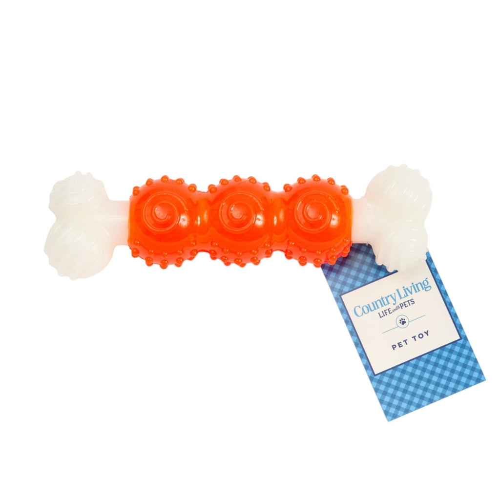 Bone-a-Treat Dog Chew Toy with Orange Balls & Spiral Ring