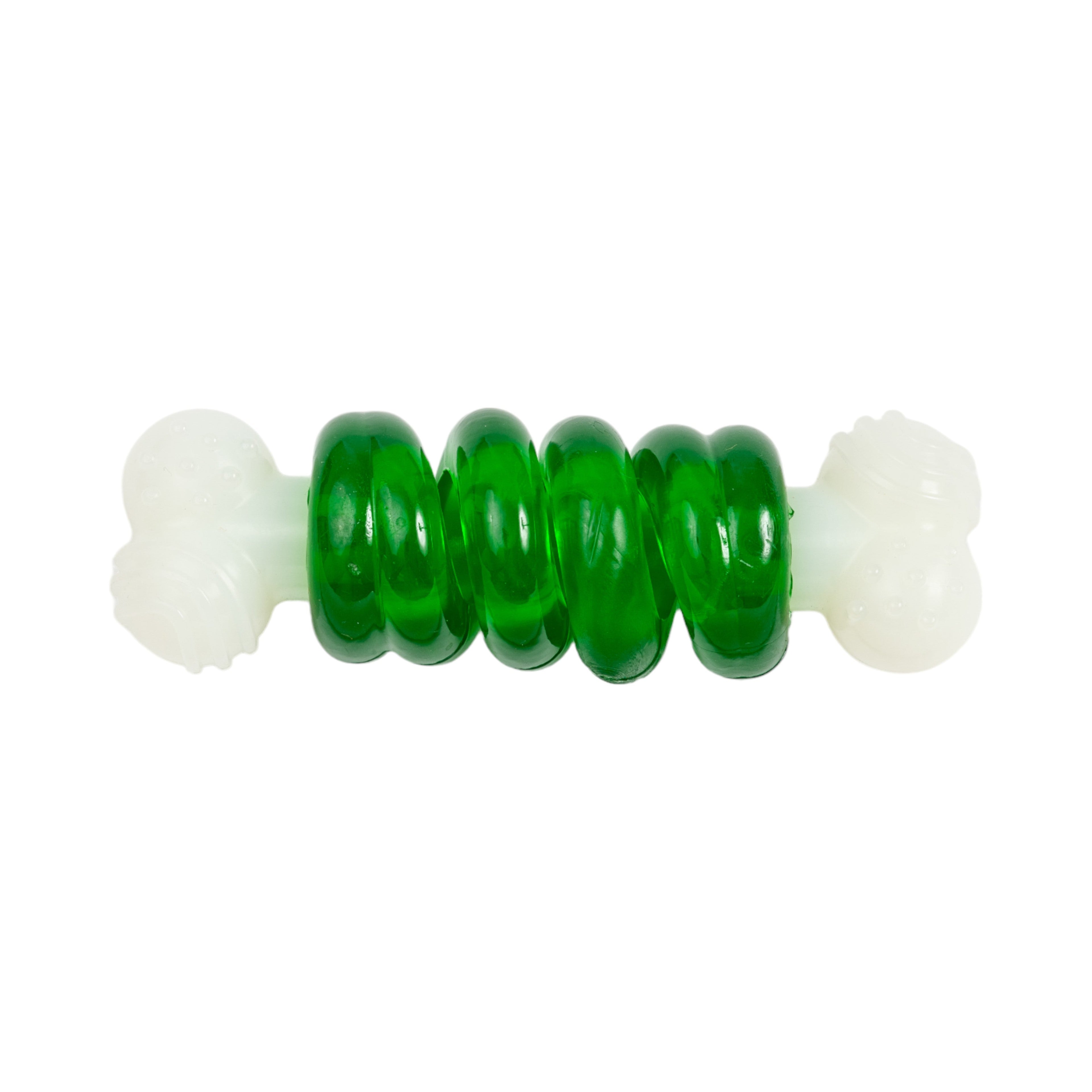 Bone-a-Treat Dog Chew Toy with Orange Balls & Spiral Ring