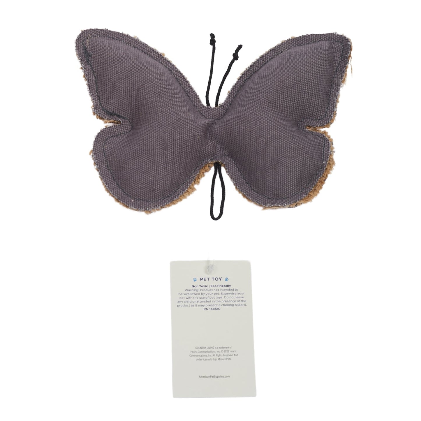 Dog Chew Toy Canvas Jute Butterfly Shape Safe Non-Toxic Pet - Detail Angle 2 | Majestic Pet Kingdom
