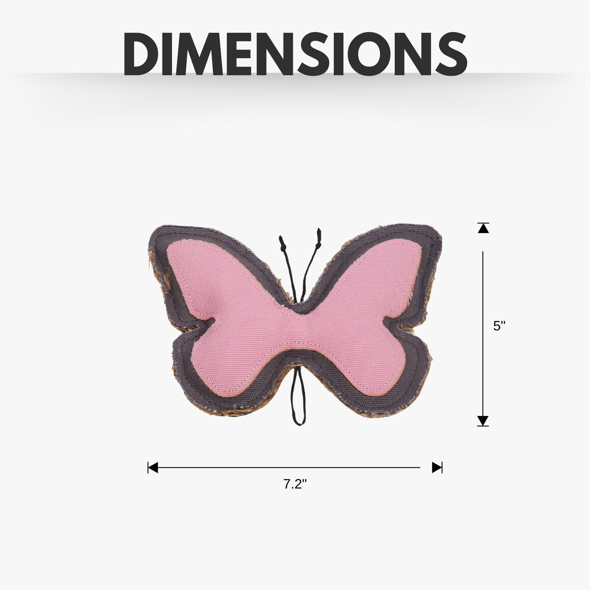 Dog Chew Toy Canvas Jute Butterfly Shape Safe Non-Toxic Pet - Detail Angle 5 | Majestic Pet Kingdom