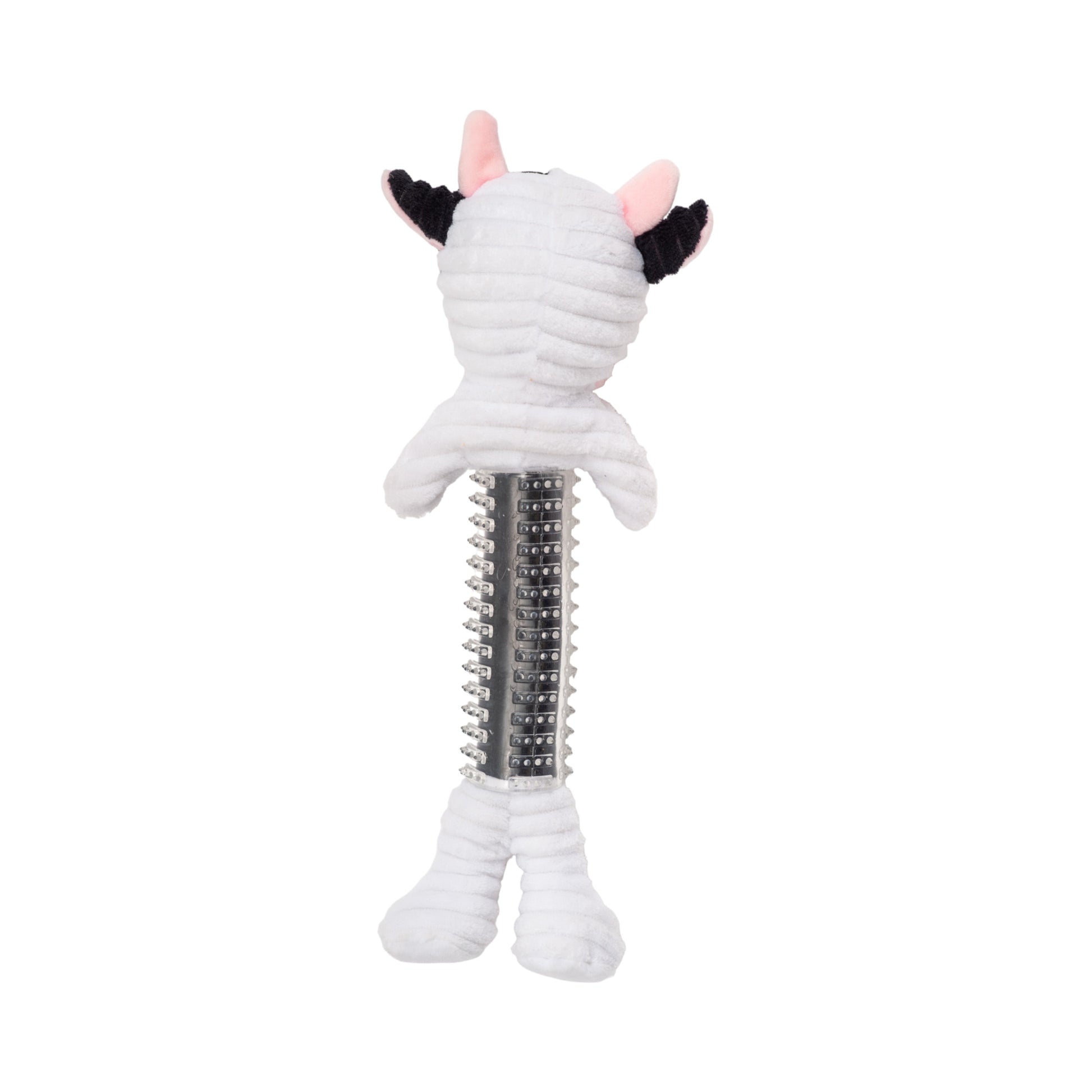 Dog Plush Toy Cow Shape TPR Rubber Squeaker Crinkle Paper - Detail Angle 3 | Majestic Pet Kingdom