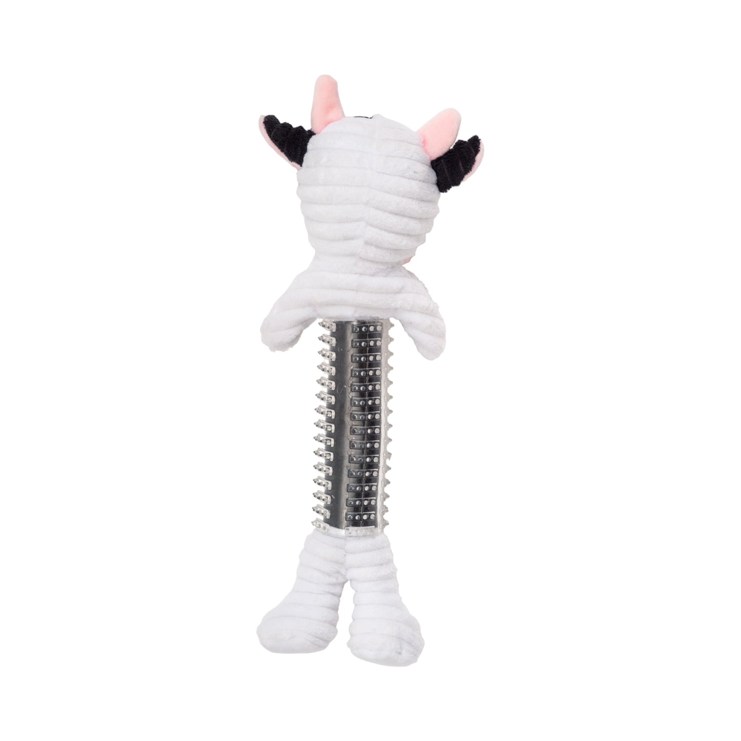 Dog Plush Toy Cow Shape TPR Rubber Squeaker Crinkle Paper - Detail Angle 3 | Majestic Pet Kingdom