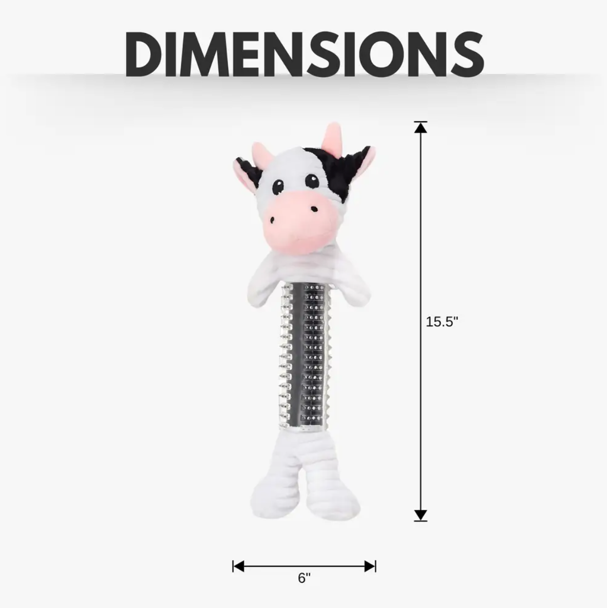 Dog Plush Toy Cow Shape TPR Rubber Squeaker Crinkle Paper - Detail Angle 5 | Majestic Pet Kingdom