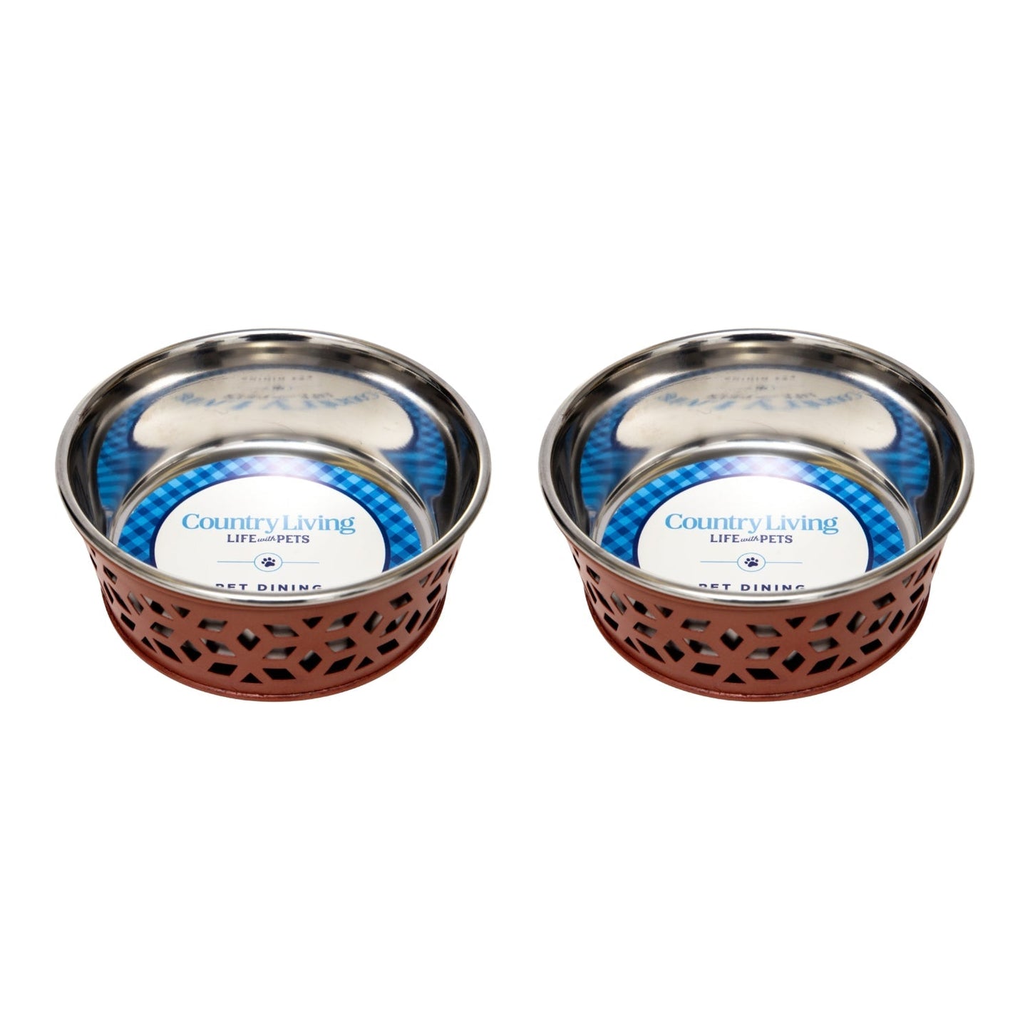 Dog Bowls Set of 2 Farmhouse Stainless Steel Food Water Dish - Detail Angle 6 | Majestic Pet Kingdom