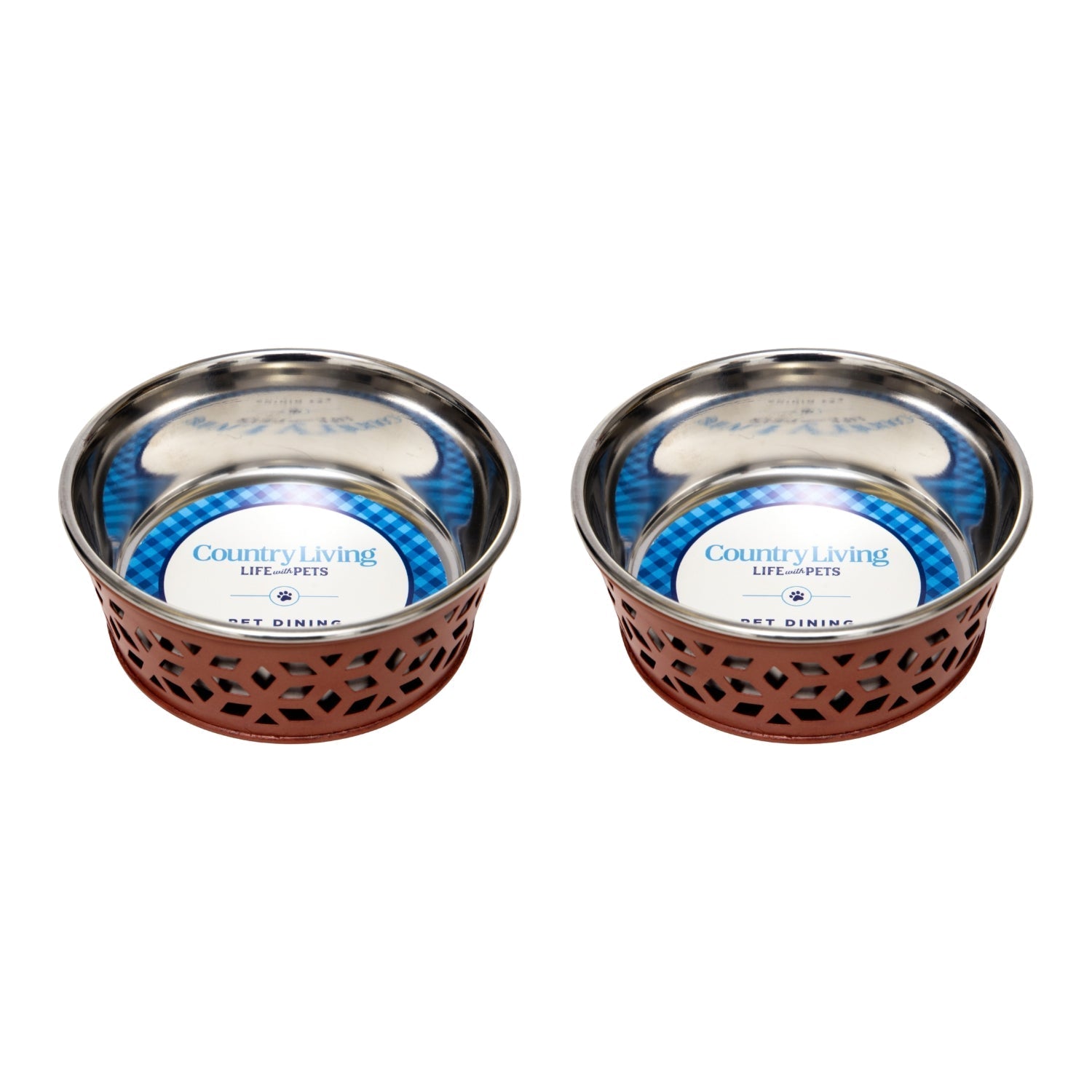 Farmhouse Stainless Steel Dog Food Bowls (Set of 2) - Majestic Pet Kingdom