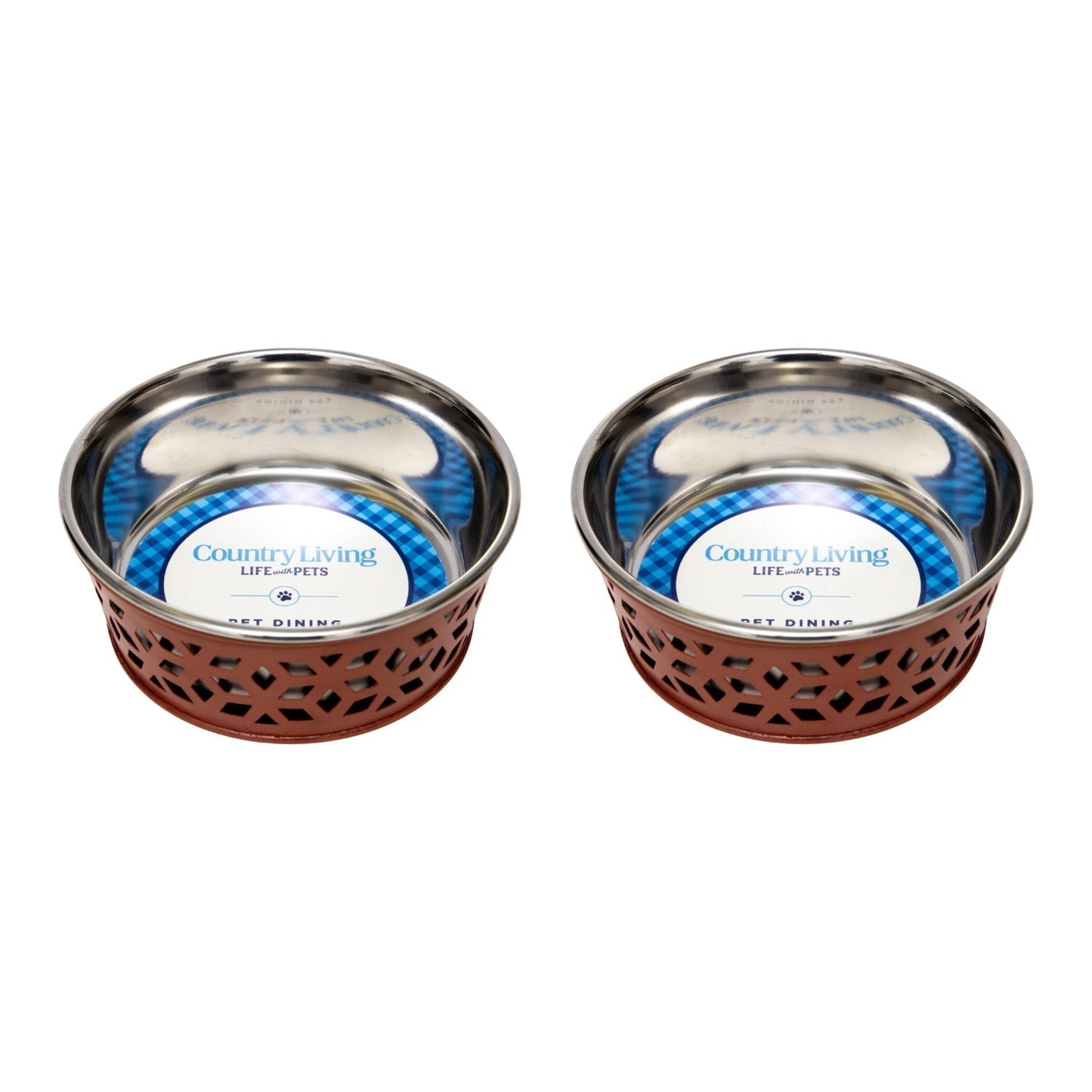 Dog Bowls Set of 2 Farmhouse Stainless Steel Food Water Dish