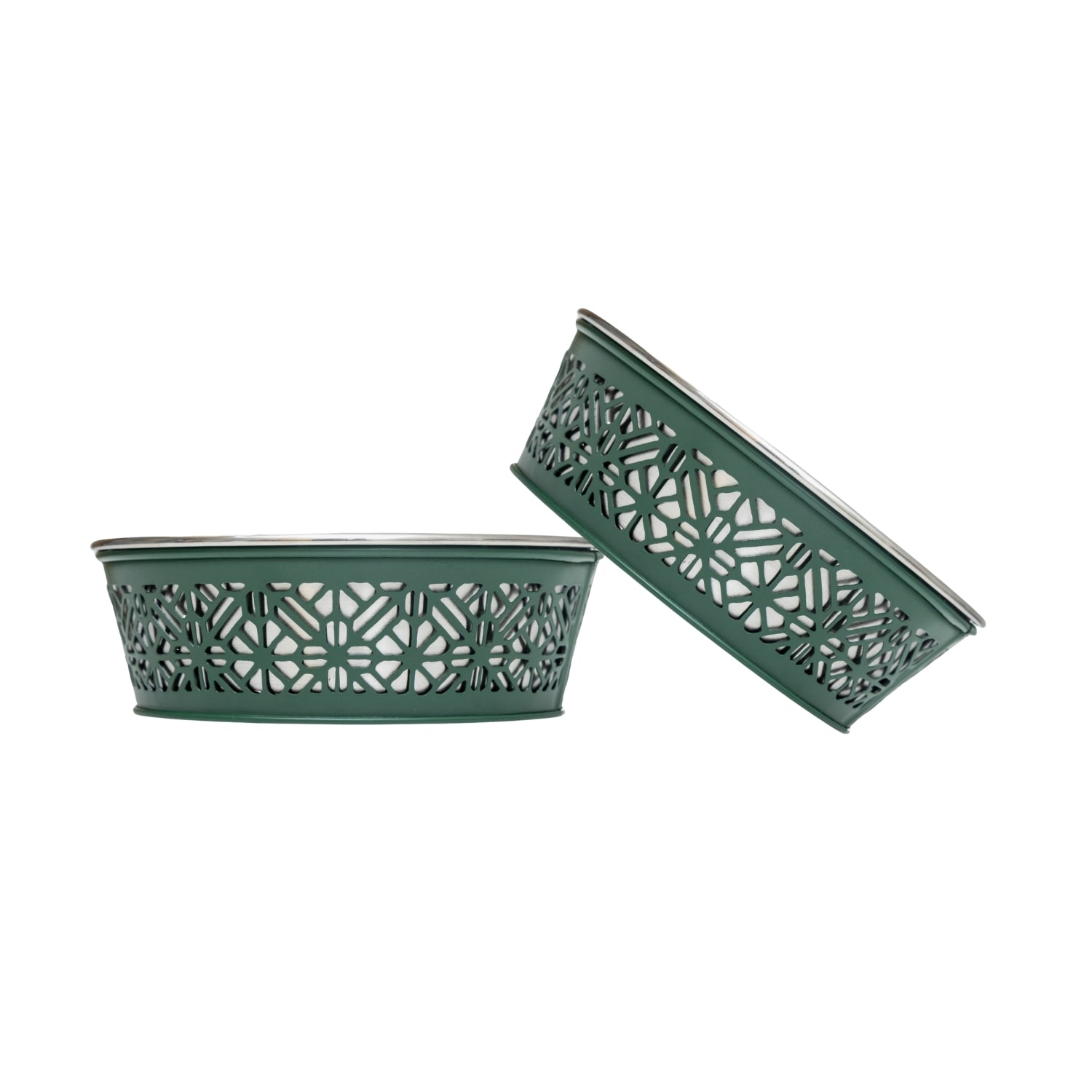 Farmhouse Stainless Steel Dog Food Bowls (Set of 2) - Majestic Pet Kingdom
