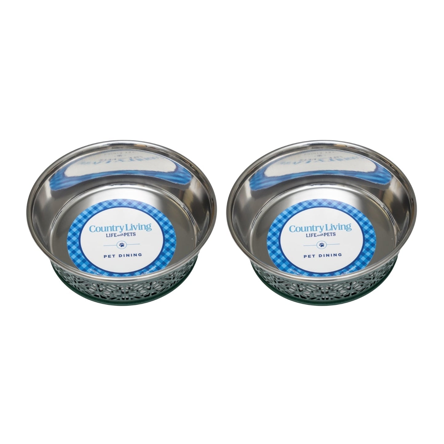 Dog Bowls Set of 2 Farmhouse Stainless Steel Food Water Dish - Detail Angle 5 | Majestic Pet Kingdom