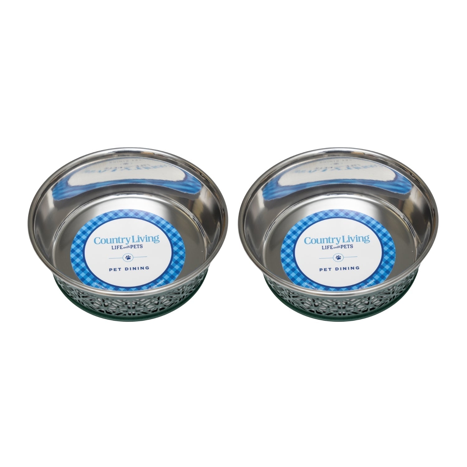 Dog Bowls Set of 2 Farmhouse Stainless Steel Food Water Dish - Detail Angle 5 | Majestic Pet Kingdom