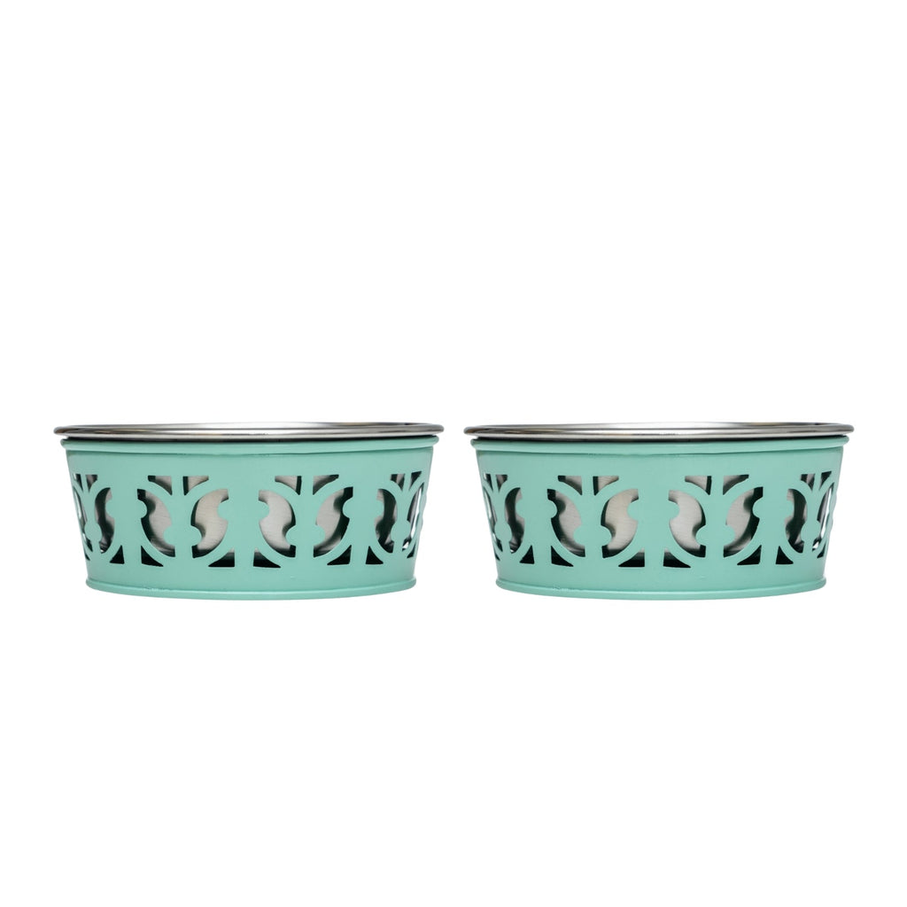 Farmhouse Stainless Steel Dog Food Bowls (Set of 2) - Majestic Pet Kingdom