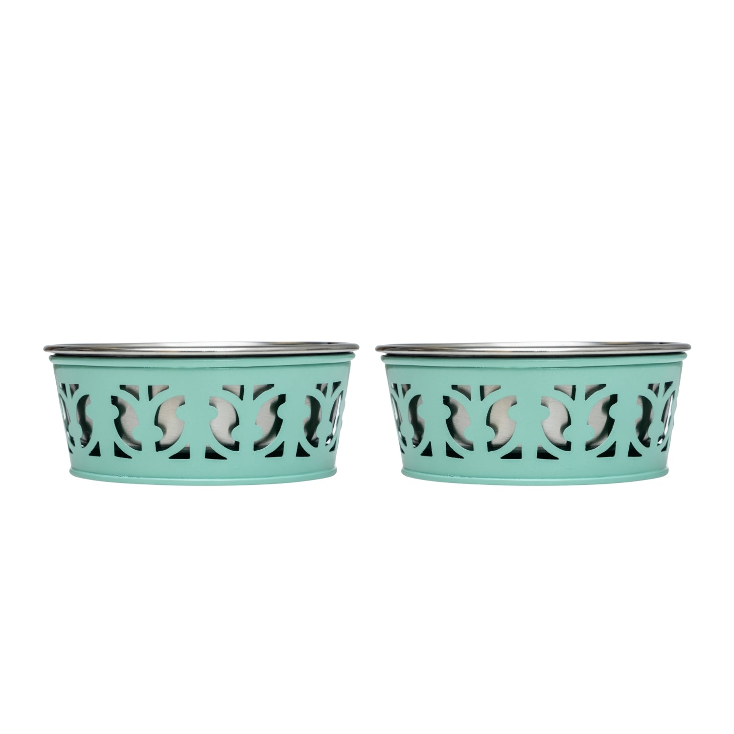 Farmhouse Stainless Steel Dog Food Bowls (Set of 2) - Majestic Pet Kingdom